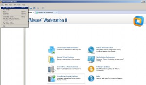 Click on File Then New Virtual Machine in VMWare Workstation 8