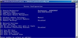Server configuration screen for Hyper-V Server R2