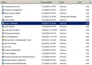 Launch Hyper-V Manager from Control Panel Administrative Tools