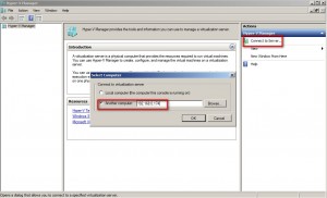 In Hyper-V Manager click connect to another server and provide the IP